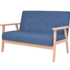 vidaXL Juego de sofás de tela de 2 piezas color Azul Discount