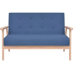 vidaXL Juego de sofás de tela de 2 piezas color Azul Discount