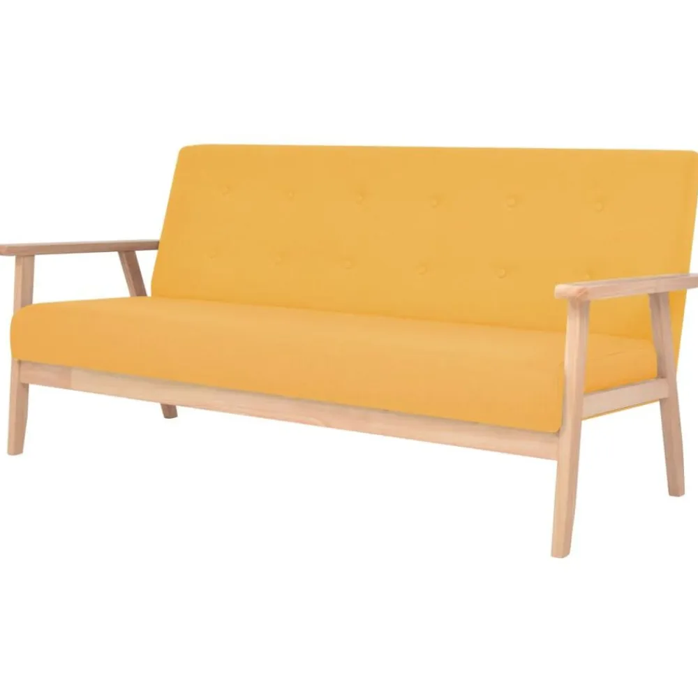 vidaXL Juego de sofás de tela de 3 piezas color Amarillo New