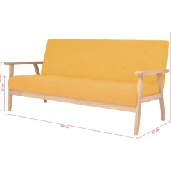 vidaXL Juego de sofás de tela de 3 piezas color Amarillo New
