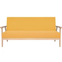 vidaXL Juego de sofás de tela de 3 piezas color Amarillo New