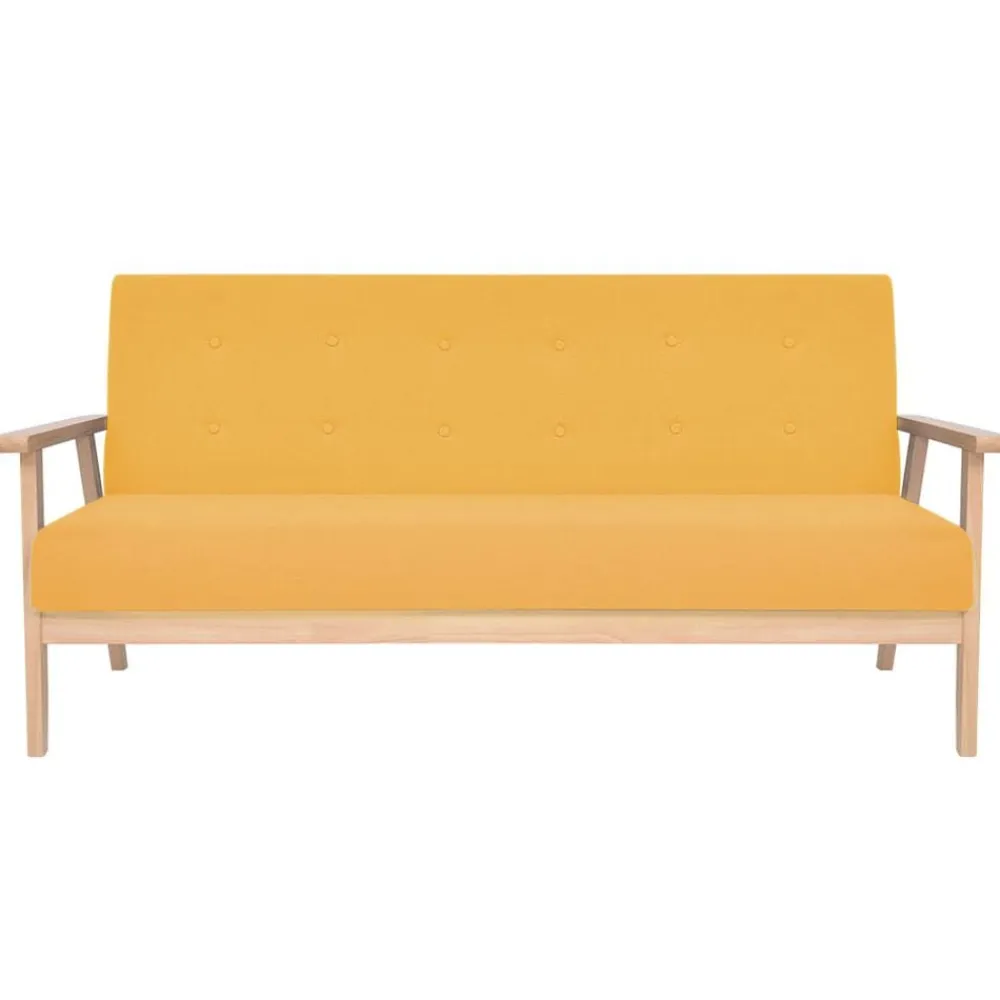 vidaXL Juego de sofás de tela de 3 piezas color Amarillo New