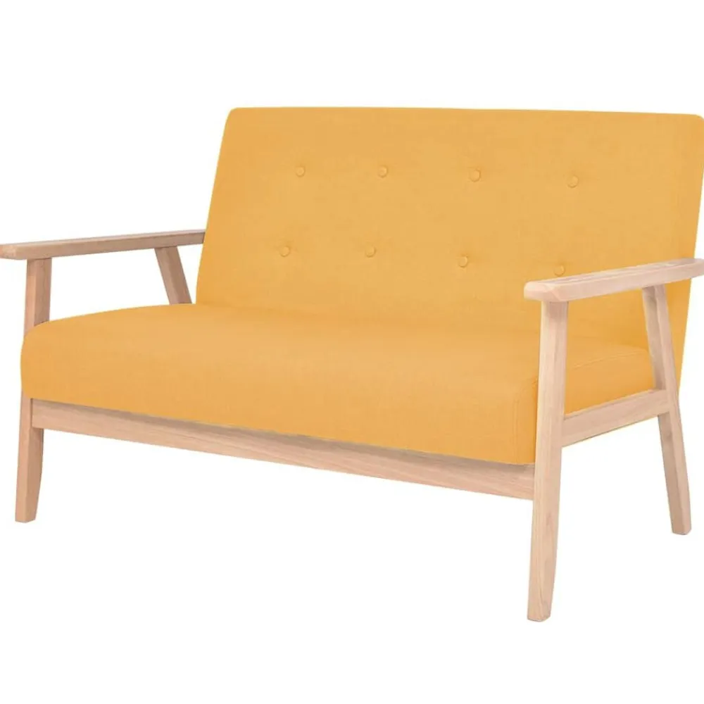 vidaXL Juego de sofás de tela de 3 piezas color Amarillo New