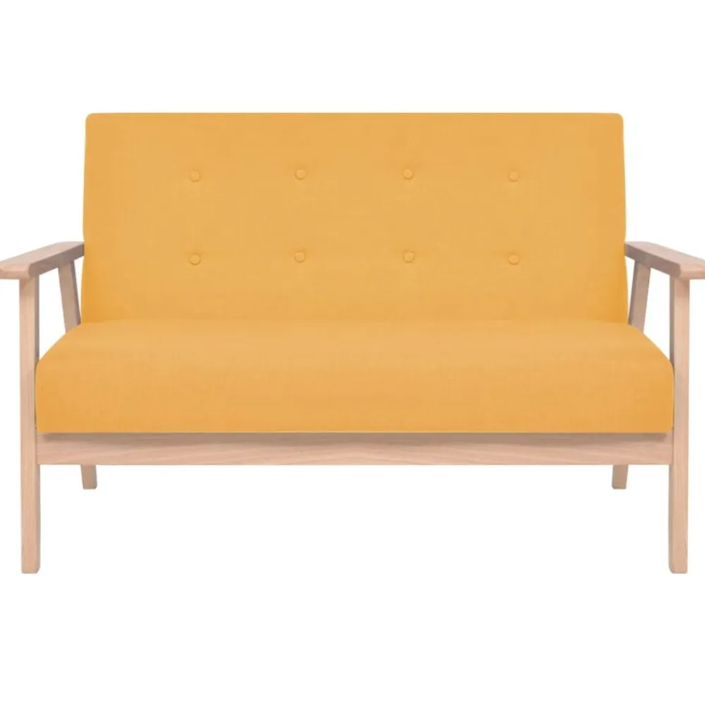 vidaXL Juego de sofás de tela de 3 piezas color Amarillo New