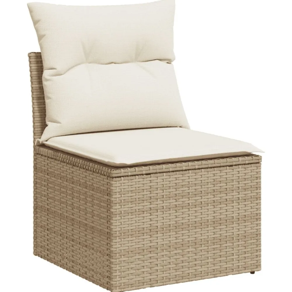 vidaXL Muebles De Jardín-Juego de sofás jardín con cojines 5 pzas ratán sintético beige
