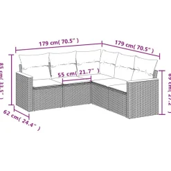 vidaXL Juego de sofás jardín con cojines 5 pzas ratán sintético beige beige y gris Outlet