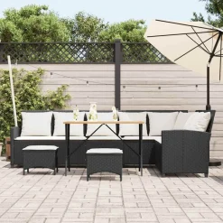 vidaXL Juego de sofás jardín con cojines 5 pzas ratán sintético gris gris y gris oscuro New