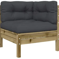vidaXL Juego de sofás jardín 6 pzas con cojines madera pino impregnada Impregnado natural Best