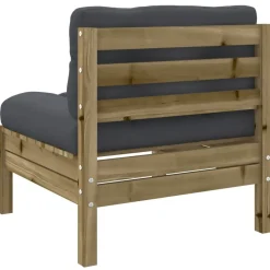 vidaXL Juego de sofás jardín 6 pzas con cojines madera pino impregnada Impregnado natural Best