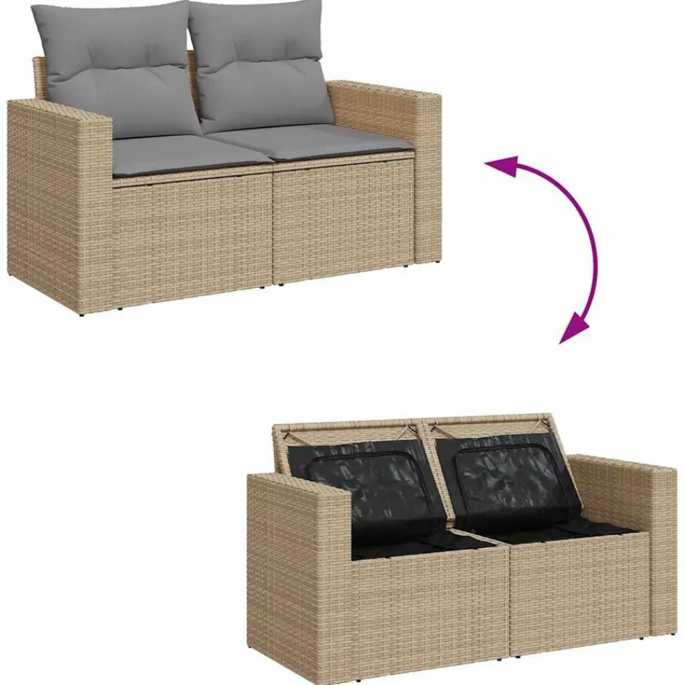 vidaXL Muebles De Jardín-Juego de sofás jardín con cojines 4 pzas ratán sintético beige
