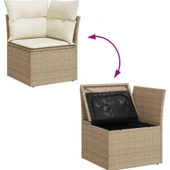 vidaXL Muebles De Jardín-Juego de sofás jardín con cojines 6 pzas ratán sintético beige