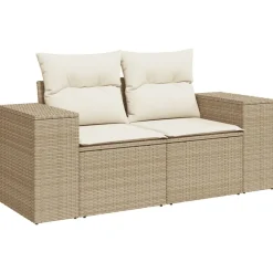 vidaXL Muebles De Jardín-Juego de sofás jardín con cojines 5 pzas ratán sintético beige