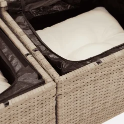 vidaXL Muebles De Jardín-Juego de sofás jardín con cojines 5 pzas ratán sintético beige