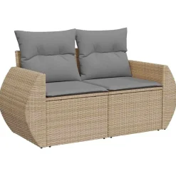 vidaXL Juego de sofás jardín con cojines 6 pzas ratán sintético beige beige y gris Hot