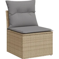 vidaXL Muebles De Jardín-Juego de sofás jardín con cojines 6 pzas ratán sintético beige