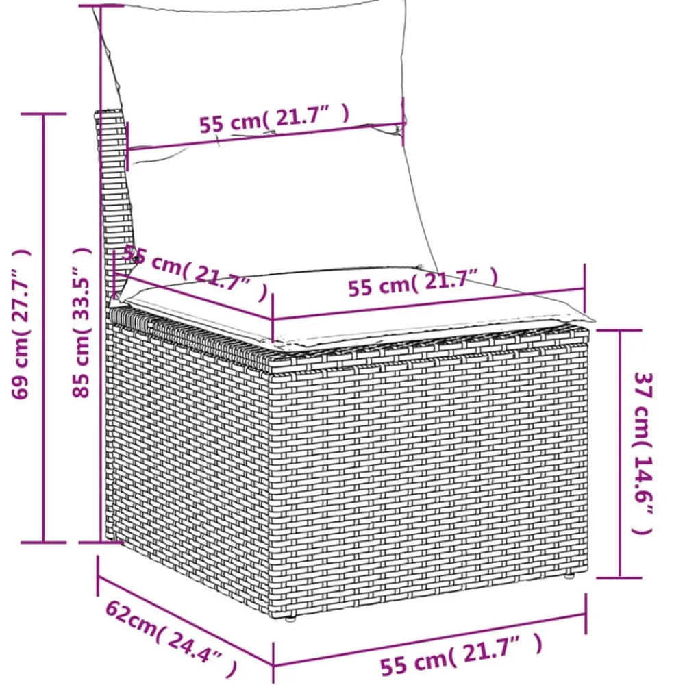 vidaXL Juego de sofás jardín con cojines beige mezcla 11 pzas ratán PE mezcla beige y gris Sale