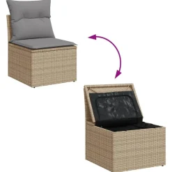 vidaXL Juego de sofás jardín con cojines beige mezcla 11 pzas ratán PE mezcla beige y gris Sale