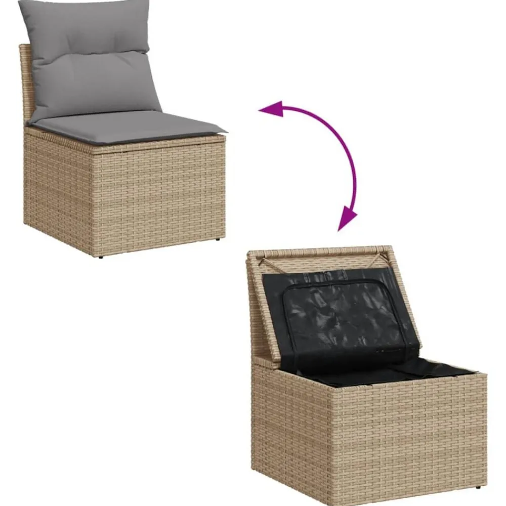 vidaXL Juego de sofás jardín con cojines beige mezcla 11 pzas ratán PE mezcla beige y gris Sale