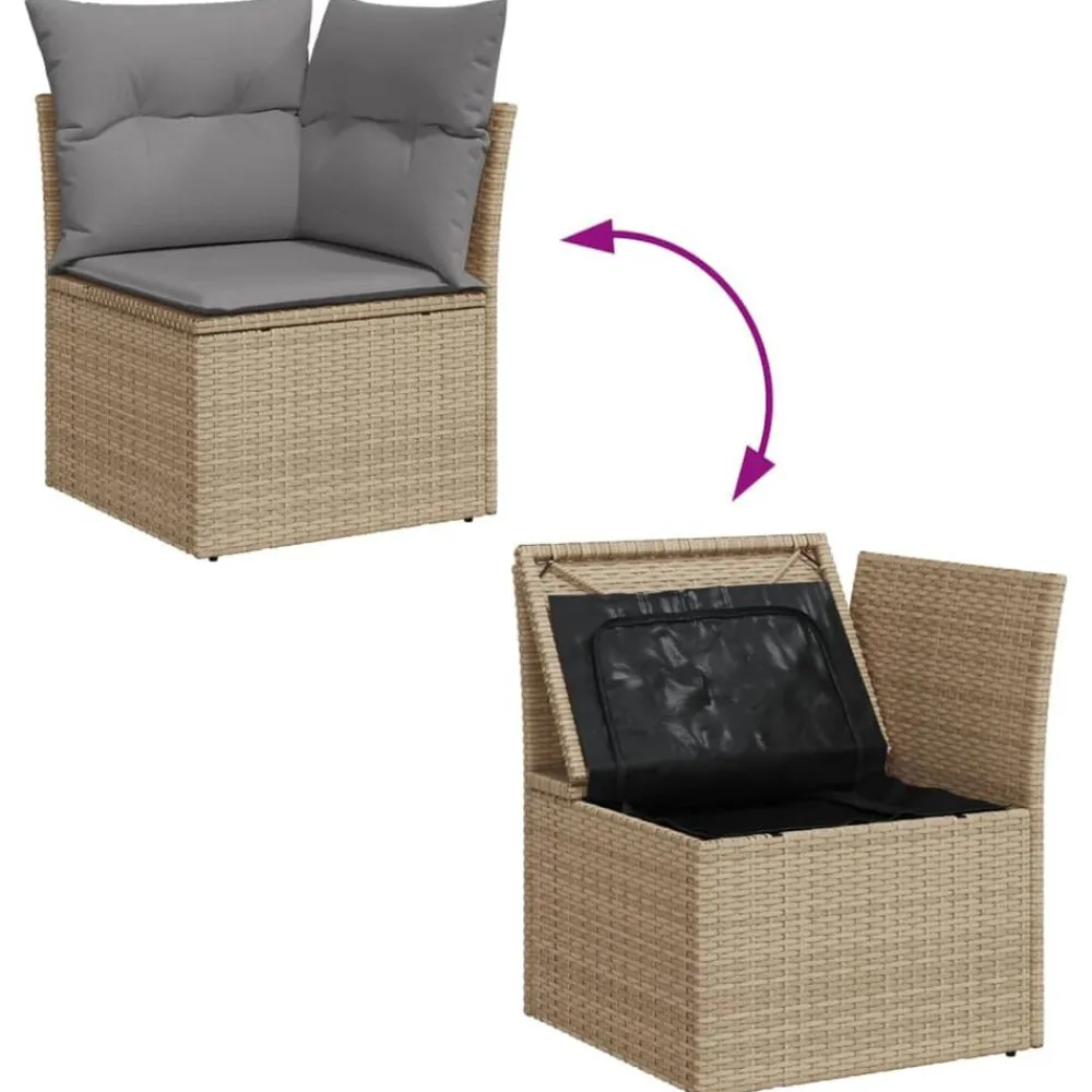 vidaXL Juego de sofás jardín con cojines beige mezcla 11 pzas ratán PE mezcla beige y gris Sale