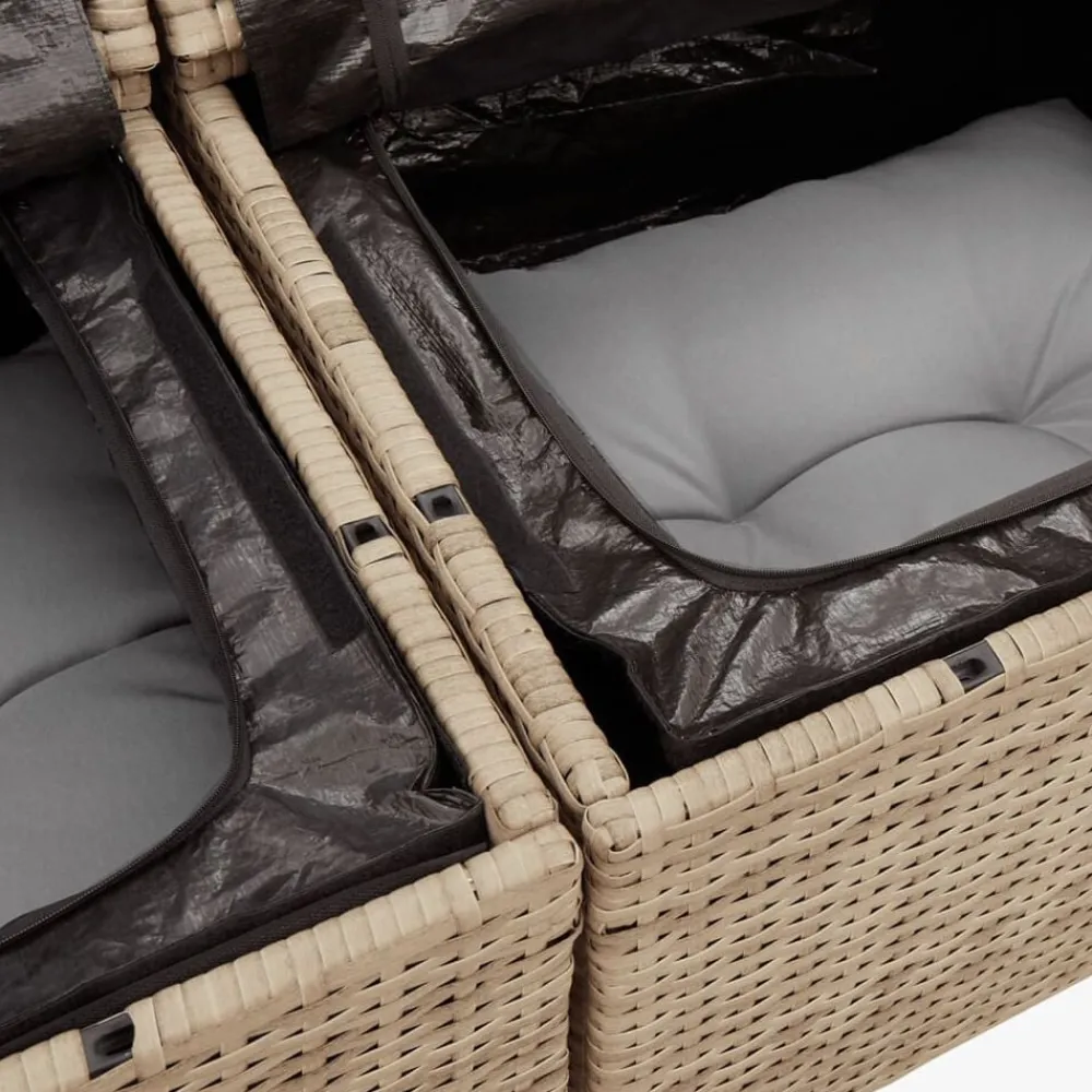 vidaXL Juego de sofás jardín con cojines beige mezcla 11 pzas ratán PE mezcla beige y gris Sale