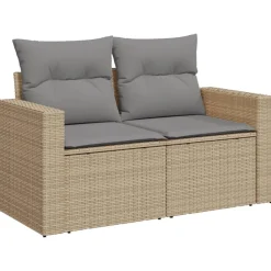 vidaXL Juego de sofás jardín con cojines beige mezcla 11 pzas ratán PE mezcla beige y gris Sale