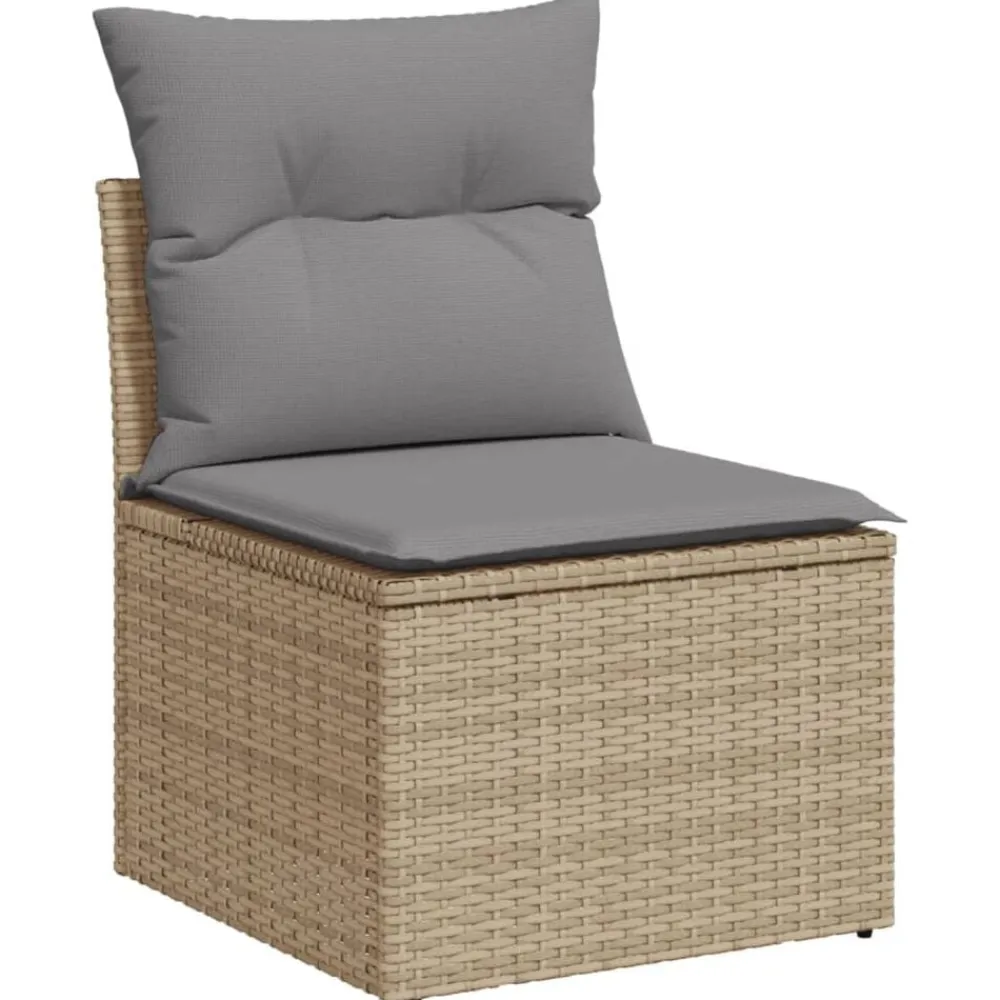 vidaXL Juego de sofás jardín con cojines beige mezcla 11 pzas ratán PE mezcla beige y gris Sale