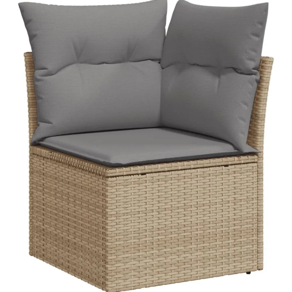 vidaXL Juego de sofás jardín con cojines beige mezcla 11 pzas ratán PE mezcla beige y gris Sale