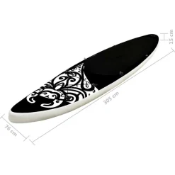 vidaXL Actividades Al Aire Libre-Juego de tabla de paddle surf inflable negra 305x76x15 cm