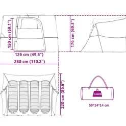 vidaXL Actividades Al Aire Libre-Juego de Tienda de Camping con techo 2 pcs Tafetán y Tela