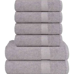 vidaXL Juego de toallas FROGN 6 piezas 360 g/m² Gris Sale