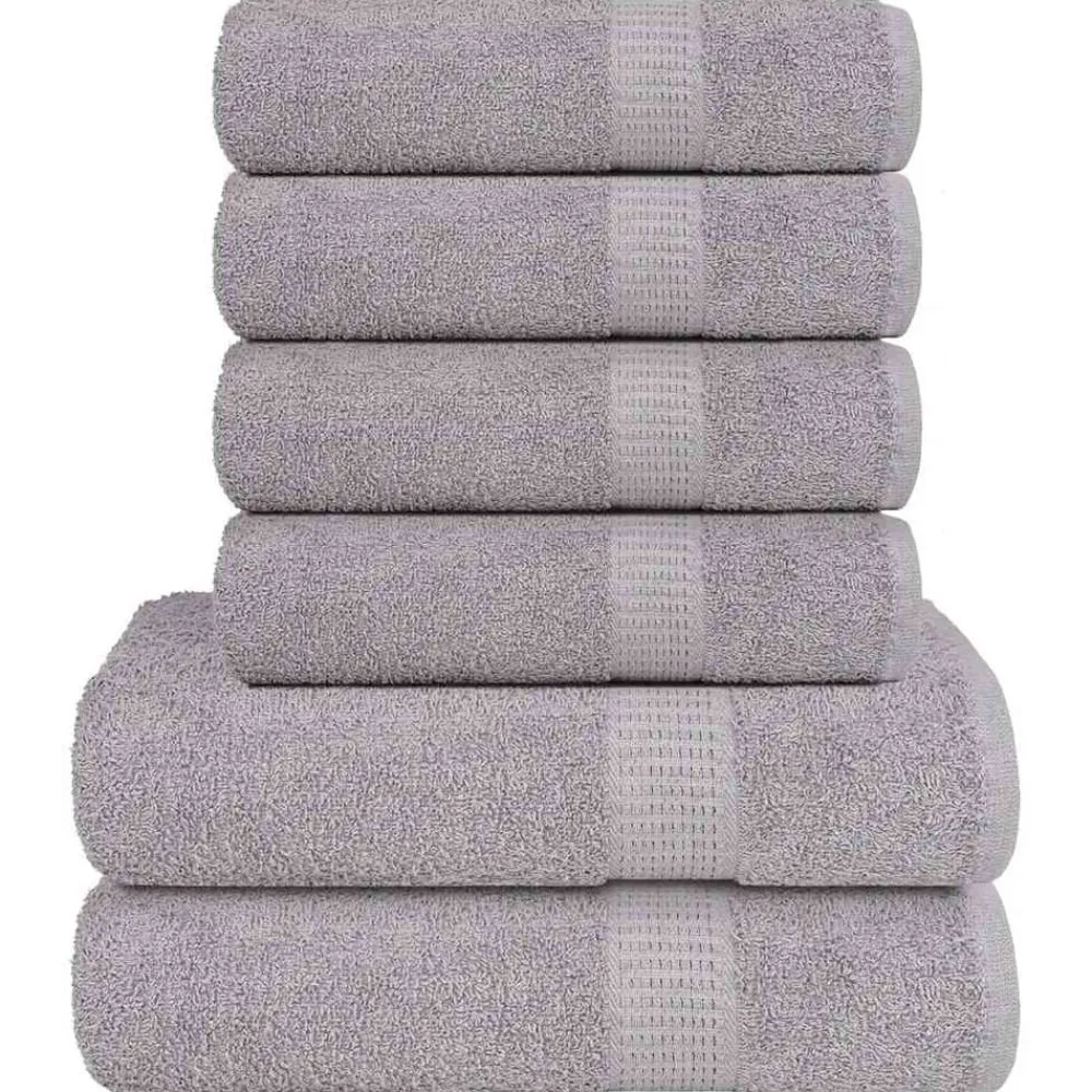 vidaXL Juego de toallas FROGN 6 piezas 360 g/m² Gris Sale