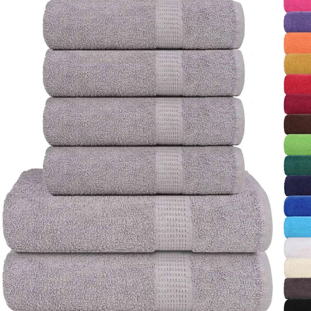 vidaXL Juego de toallas FROGN 6 piezas 360 g/m² Gris Sale