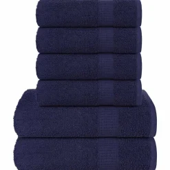 vidaXL Juego de toallas FROGN 6 piezas 360 g/m² Azul marino Online