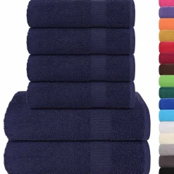 vidaXL Juego de toallas FROGN 6 piezas 360 g/m² Azul marino Online
