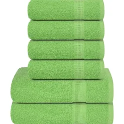 vidaXL Juego de toallas FROGN de 6 piezas 360 g/m² Verde manzana Discount