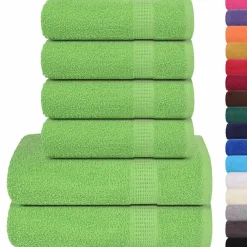vidaXL Juego de toallas FROGN de 6 piezas 360 g/m² Verde manzana Discount