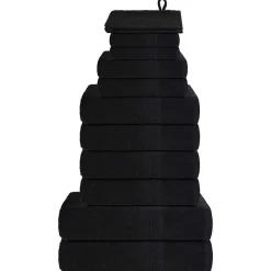 vidaXL Juego de toallas FROGN de 12 piezas 360 g/m² Negro New