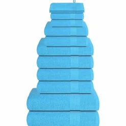 vidaXL Ropa De Casa-Juego de toallas FROGN de 12 piezas turquesa 360 g/m²