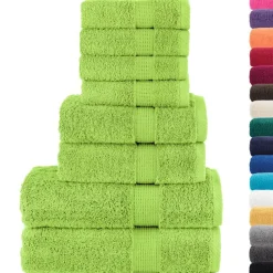 vidaXL Juego de toallas premium SOLUND 8 uds 600 gsm Verde manzana Outlet