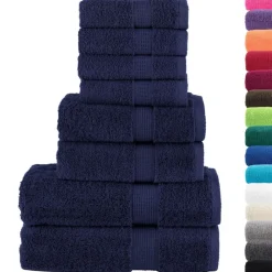 vidaXL Juego de toallas premium SOLUND 8 unidades 600 gsm Azul marino Best