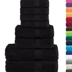 vidaXL Juego de toallas premium SOLUND 8 unidades 600 gsm Negro Online