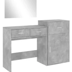 vidaXL Conjuntos De Muebles-Juego de tocador de 3 piezas madera de ingeniería gris hormigón