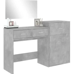 vidaXL Conjuntos De Muebles-Juego de tocador de 3 piezas madera de ingeniería gris hormigón