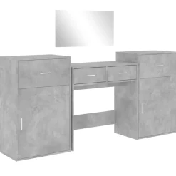 vidaXL Juego de tocador de 4 piezas madera de ingeniería gris hormigón Gris hormig&oacute;n Outlet