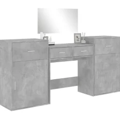 vidaXL Juego de tocador de 4 piezas madera de ingeniería gris hormigón Gris hormigón Outlet