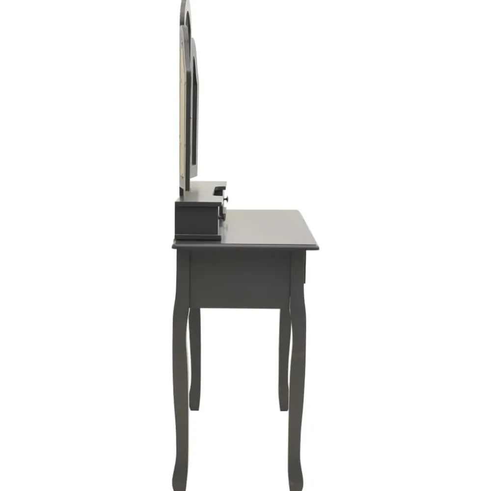 vidaXL Armarios Y Almacenamiento-Juego de tocador y taburete madera paulownia 100x40x146cm