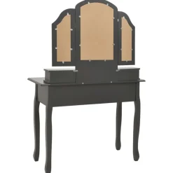vidaXL Armarios Y Almacenamiento-Juego de tocador y taburete madera paulownia 100x40x146cm