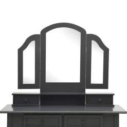 vidaXL Armarios Y Almacenamiento-Juego de tocador y taburete madera paulownia 100x40x146cm