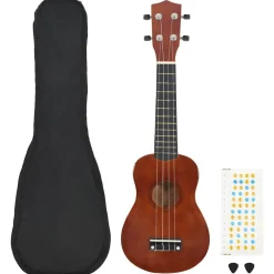 vidaXL Juego de ukelele soprano para niños con funda madera oscura 21" Marr&oacute;n oscuro Outlet