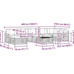 vidaXL Conjuntos De Muebles-Juegos de sofás 8 pcs Madera de Acacia Sólida